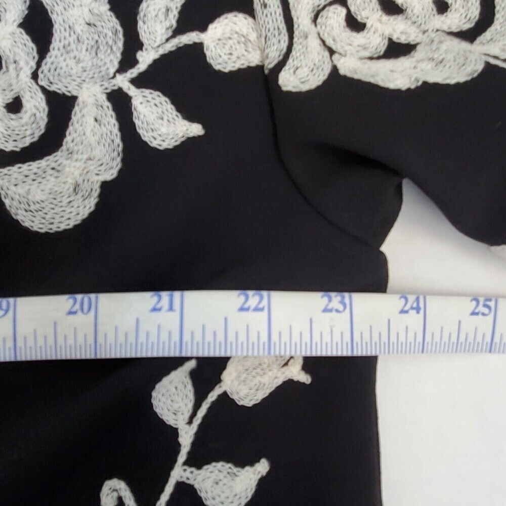 Beige Eci Roses Blouse Embroidered Womens‎ XL Flare Sleeves Party Black - Picture 11 of 13